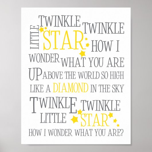 POSTER TWINKLE TWINKLE PETIT ÉTOILE-8X10 ART IMPRIMÉ-JAUN (Devant)