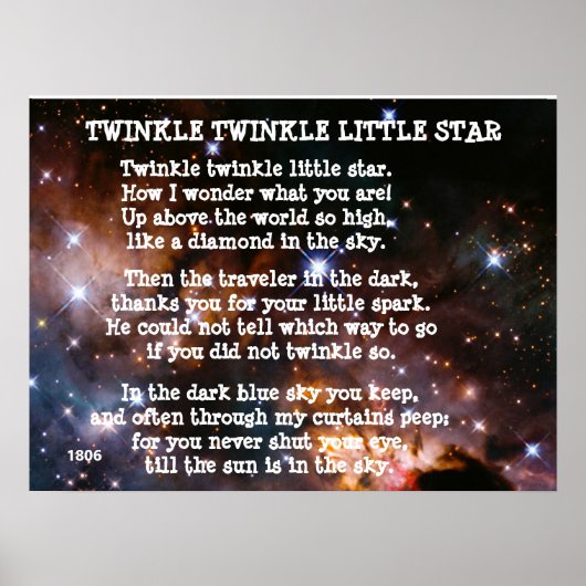 Poster TWINKLE TWINKLE PETITE ÉTOILE poème (Devant)