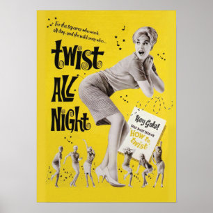 Poster Twist All Night 1960's Dance Party