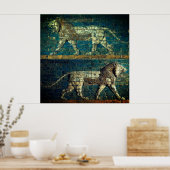 Poster TWO BABYLONIAN LIONS Antique Assyrian Art  (Cuisine)