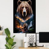 Poster Two bears in the forest dark 5 (Bureau à domicile)