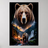 Poster Two bears in the forest dark 5 (Devant)