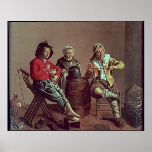 Poster Two Boys and a Girl Making Music, 1629 (Devant)