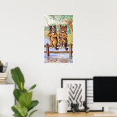 Poster Two Cats Fishing, Louis Wain (Bureau à domicile)