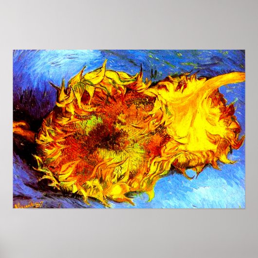 Poster Two Cut Sunflowers Van Gogh (Devant)
