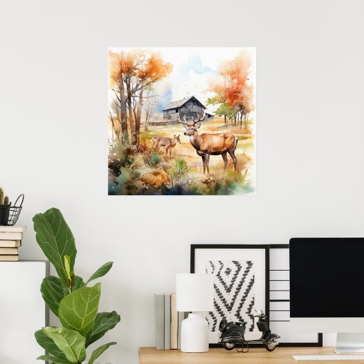 Poster Two Deer (Bureau à domicile)