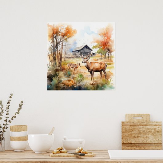 Poster Two Deer (Cuisine)