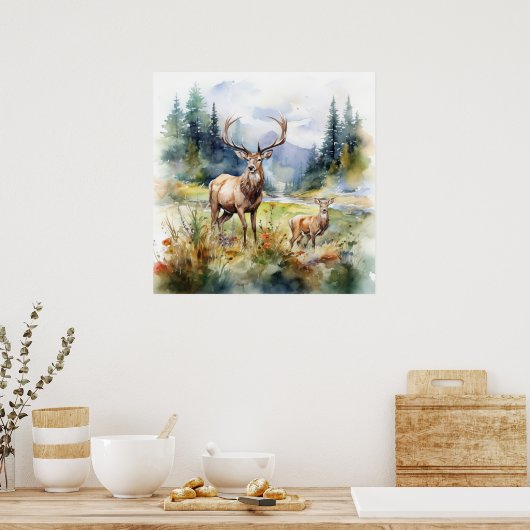 Poster Two Deer (Cuisine)
