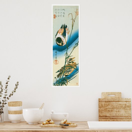 Poster Two Ducks Swimming Among Reeds (Cuisine)