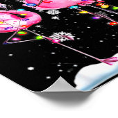 Poster Two Flamingo With Santa Hat And Lights Merry Chris (Coin)