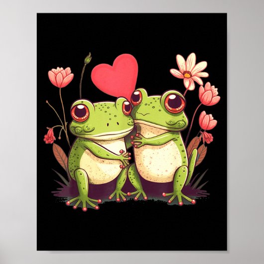 Poster Two Frogs Valentines Day Love On Couple Frog  (Devant)