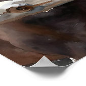 Poster Two Horses on a Snowy Farm Under the Moon (Coin)