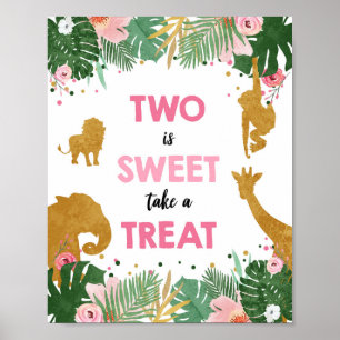 Poster Two is Sweet Safari Animaux Fille Signal d'anniver