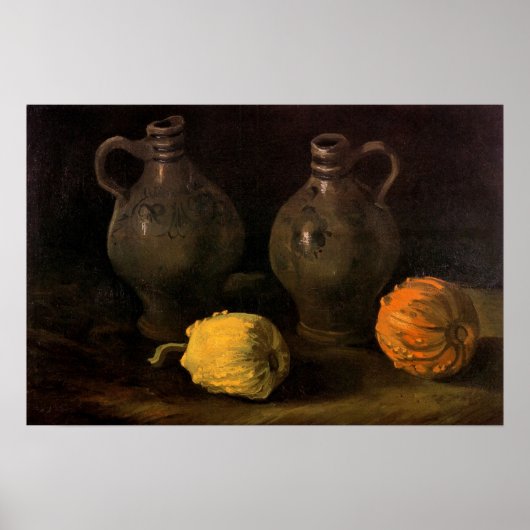 Poster Two Jars and Two Citrouilles par Vincent van Gogh (Devant)