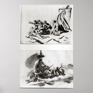 Poster Two sketches for The Raft of the Medusa, c.1819