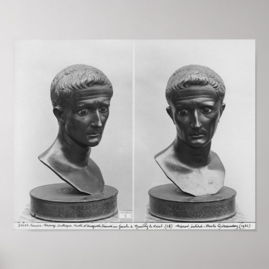 Poster Two views of a bust of Emperor Augustus (Devant)
