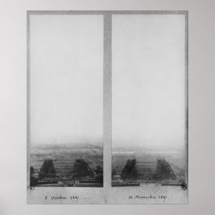 Poster Two views of the construction of the Eiffel
