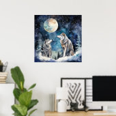 Poster Two Wolves in Winter (Bureau à domicile)