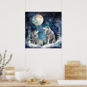 Poster Two Wolves in Winter (Cuisine)