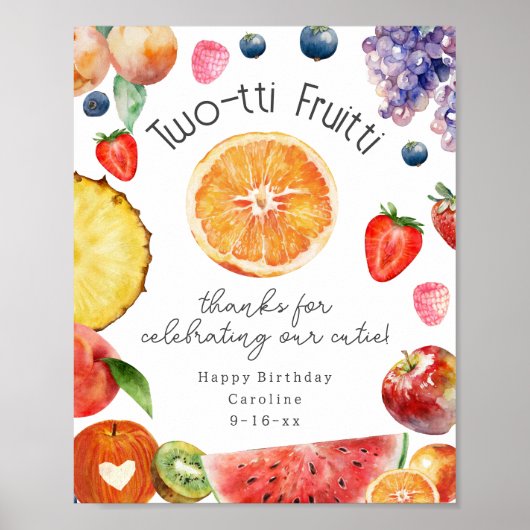 Poster Twotti Fruitti Cutie Citrus Fruit 2e anniversaire (Devant)