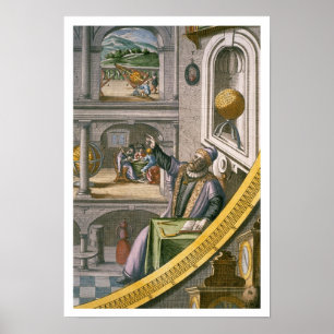 Poster Tycho Brahe (1546-1601) aged 40, amongst his astro