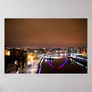 Poster Tyne de la rivière la nuit
