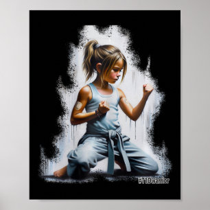Poster Type 1 Diabète Karaté Guerrier Fille Porte Mg Et