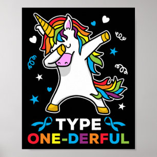 Poster Type 1 Sensibilisation au diabète Unicorne Type 1 
