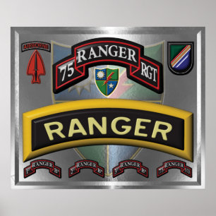 Poster Type d'acier encadré 75th Ranger Regiment