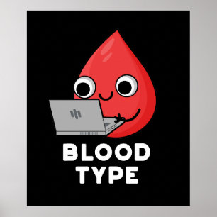 Poster Type de sang Funny Blood Drop Pun Dark BG