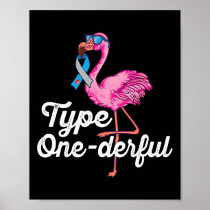 Poster Type Flamingo mignon de type 1 Diabète Aware