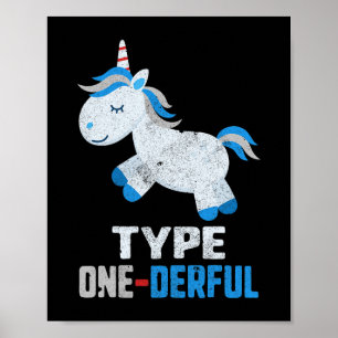 Poster Type Un Diabète Dérivé T1 Sensibilisation Unicorne