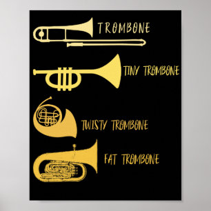 Poster Types amusants Joueur Trombone Marching Jazz Band