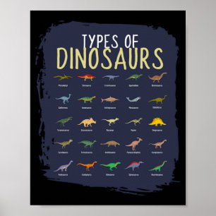 Poster Types De Dinosaures Dino Enfants Garçons