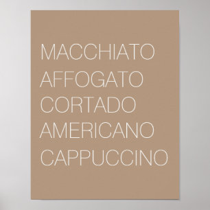 Poster Types minimalistes de café tan et blanc Imprimer