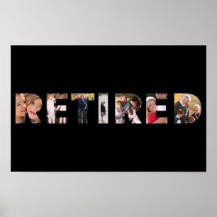 Poster Typographie à la retraite Customisée Photo Collage