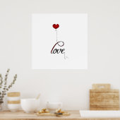 Poster Typographie "Amour" avec ballon du Coeur Rouge (Cuisine)