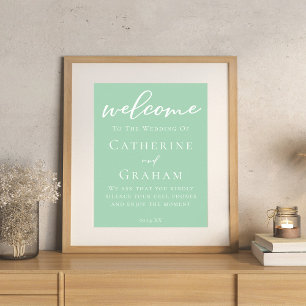Poster Typographie blanche à la menthe Mariage personnali