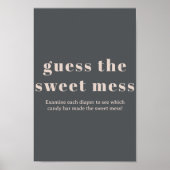 Poster Typographie Bohème Gris Rose Bébé Devinez le Doux (Devant)