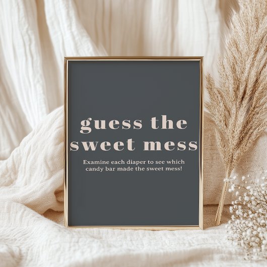 Poster Typographie Bohème Gris Rose Bébé Devinez le Doux