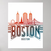 Poster Typographie Boston City Skyline (Devant)