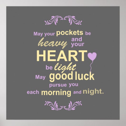 Poster Typographie contemporaine Bénédiction irlandaise e (Devant)