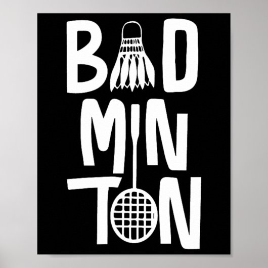 Poster Typographie cool Badminton avec Volant de badminto (Devant)