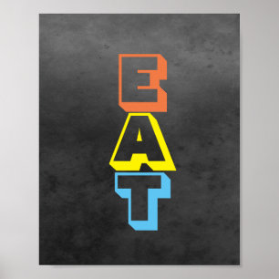 Poster typographie d'affiche de cuisine coloré moderne