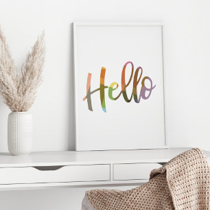Poster Typographie d'art de mot géométrique coloré Hello