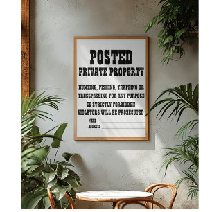 Poster Typographie d'art personnalisée pour propriété pri