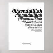 Poster Typographie de Alhamdulillah Gradation noire sur b (Devant)