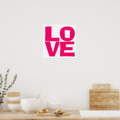Poster Typographie de bloc rose vif Amour (Cuisine)