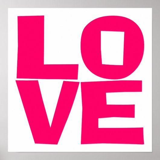 Poster Typographie de bloc rose vif Amour (Devant)