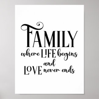 Poster Typographie de citation de famille moderne